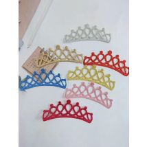 4.9x13cm 10pcs Handmade Kawaii Padded Glitter Crown Appliques For Headdress Accessories And  Jewerly Decoration