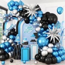 109Pcs Blue Silver Black Balloons Arch Kit for School Baby Showers Birthday Party Graduation Anniversary Bachelor Party Decor