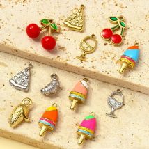 3 teile/los Edelstahl Mais Eis Halskette Anhänger Wein Gläser Kirsche DIY Charms Ohrringe Machen Frauen Schmuck