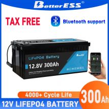 12V 24V 100Ah 200Ah 300Ah 400Ah LiFePO4 Battery Pack Bluetooth Lithium Batteries For 12.8V RV Camper Off-Road Off-grid Solar