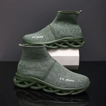 Heißer Verkauf Grün Herren Casual Sneaker Große Größe 47 Komfort Socken Sportschuhe Männer Atmungsaktive High Top Socke Trainingsschuhe für Männer