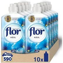 PACK de 10 - Suavizante FLOR para la ropa aroma azul 10 botellas, 590 dosis