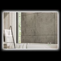 kleankin Espejo de Baño con Luz LED 90x60cm Interruptor Táctil 3 Luces Ajustable