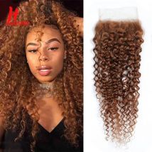 #30 chiusure per capelli lisci marroni chiusura in pizzo 4x4 10 ''-20'' 100% capelli umani con capelli Remy chiusura per capelli HairUGo brasiliano