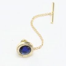 Herren-Krawattenklammer Gold Blau Strass Krawattennadel Herren-Hemdschmuck Kupfer Einfache Krawattenspange Bräutigam Hochzeitsgeschenk