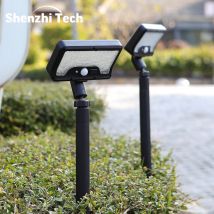 Lampada da giardino con sensore di movimento solare, rilevamento 5 - 6 m, 360 °   Lampada girevole, 4 modalità di illuminazione, illuminazione resistente alle intemperie, per esterni