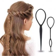 1set(2pcs) Ponytail Plastic Loop Styling Tools Simple Magic Hair Twist Styling Clip Braider Tools Black Bun Hairstyle Maker