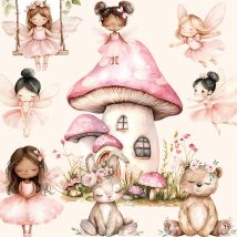 Watercolor Fairy Garden Cutouts KT Board Pink Fairy Bundle Magic Fairies Birthday Party Decoration Backdrop Baby Shower Props