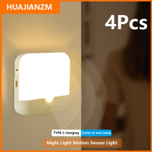 Sensore di movimento Luce Led USB TYPE-C Ricarica Lampada quadrata per camera da letto Cucina Scala Corridoio Guardaroba Armadio Illuminazione Luce notturna