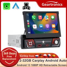 Radio con GPS para coche, reproductor Multimedia con Android 12, 1 din, Universal, pantalla retráctil IPS de 7 pulgadas, Carplay, WiFi