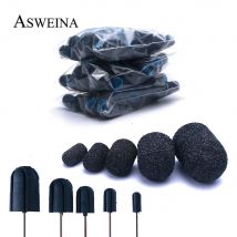 50pcs Pedicure Care Black Sanding Caps Mandrel Pedicure Manicure Remove Dead Skin Polishing Foot Care Clean Cuticle Accessories