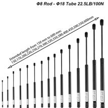 1PC 100N/22,5 LB 8X18 Gas Frühling Nylon Enden Schock Gas Strut Lift Unterstützung Auto Haube Stamm Deckel unterstützung Lift Strut Bus Ersatz