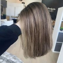 16Inch 13x4 Straight Lace Front Wigs Light Brown Ombre Colored Bob Wig Synthetic Realistic Look High Temperature Cosplay Wigs