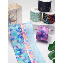 DIY Cartoon Stripe And Grid Printed Grosgrain Ribbon For Craft Supplies Sewing Accessories 5 Yards. 54178