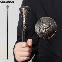 Luxus-Gehstock mit Wolfskopf für Herren, 2025, modischer dekorativer Gehstock für Herren, elegante Handstöcke, Vintage-Knopfstäbchen