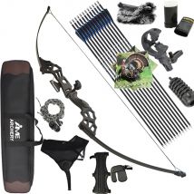 40 Lbs Recurve Bow and Carbon Arrow Takedown Bow Riser Aluminium Magnesium Alloy Handle Shooting Target Hunting Right Hand