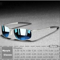 Occhiali da sole miopia in metallo polarizzato con prescrizione da uomo che guidano occhiali da sole con paralume blu occhiali miopi finiti diottrie negative