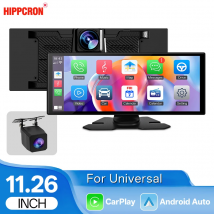 Hippcron 11,26" tragbarer Autoradio-Multimedia-Video-Player IPS-Touchscreen 1080P DVR Wireless CarPlay/Android Auto Dual Lens