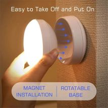 Nachtlampe mit Bewegungssensor, Nachtlicht, wiederaufladbar, kabellos, LED, 360-Grad-Drehung, magnetisch, für Küche, Zimmer, Nachttisch