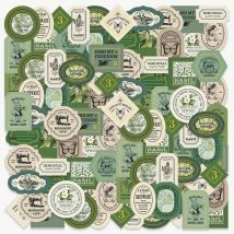 Etori Life 40 Stück beschreibbares Papier, Retro, kreative Kunst, grünes Element, Studenten-DIY-Dekoration, Tassen, Tagebücher, Schubladen-Stil, verpackte Aufkleber