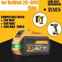9.0Ah/6.0AH For DeWalt 20V/60V Screwdriver Battery Power Tools For Dewalt  DCB206 DCB205 DCB609 DCB200 For flexvolt max Battery