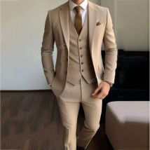 Nuovo vestito champagne da uomo 2025 risvolto dentellato slim fit smoking dello sposo business formale personalizzato 3 pezzi vestito per uomo costume homme