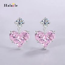 Halaile D Color Moissanite S925 Sterling Silver Love Heart Drop Earrings Wedding Fine Jewelry Women Elegant Bridal Gift