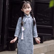 Children's Hanfu Cheongsam 2023 Autumn Winter New Retro Princess Dress Chinese Traditional Qipao Baby Girl Qipao Dress Kids