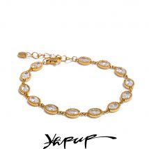 Yhpup Exquisite glänzende Zirkonia ovale Kette Armband Armreif Ohrringe 316L Edelstahl Luxus zarte Schmuck Party Geschenk