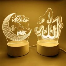 USB-betriebenes 3D-LED-Nachtlicht, Eid Mubarak, Tischdekoration, muslimische Ramadan-Dekoration für Zuhause, 2025, Eid Al Adha, Urlaubsbeleuchtung