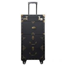 Neuer schwarzer Trolley mit großer Kapazität, Kosmetikkoffer, Rollgepäck, mehrschichtiger Beauty Tattoo Salons Trolley, Koffer, Make-up-Werkzeugkasten