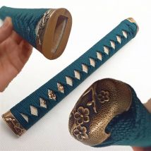 Japanese Tsuka Handle Real Stingray Skin Rayskin Copper Fuchi Menuki Kashira Silk Ito Parts For Sword Katana Hilt Accessories