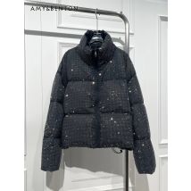 Mode Schwere Industrie Helle Diamant Verdickte Jacke Frauen Herbst Winter Trend Lose Schlanke Vielseitige Weiße Ente Unten Jacken