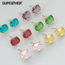 GUFEATHER, 6 pz/lotto, MF01, accessori di gioielli, placcato oro 18k, rame, senza nichel, vetro, fatto a mano, creazione di gioielli, orecchini fai da te
