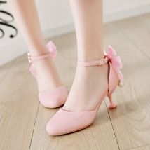 Children Girls High heel Shoe For Kids Princess Sandals Fashion Pearl Bow Stiletto Heel Female High heels For Party Wedding28-40