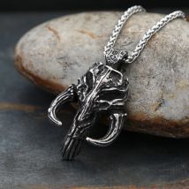 Vintage 316L Edelstahl Schwarz Mandalorianer Anhänger Halsketten Für Männer Gothic Punisher Schädel Maske Halskette Biker Schmuck Geschenke