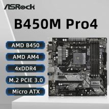 ASROCK B450M PRO4 Motherboard AMD B450 AMD Supports 5950X 5800X3D 5700X 5600X 5600G 5600 CPU 4xDDR4 Micro ATX AM4 Mainboard
