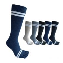 Lange Fünf-Finger-Socken für Herren, gestreift, Baumwolle, bunt, schweißabsorbierend, warm halten, Vintage-Business-Party-Kleid, Zehensocken für Herren