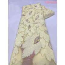 5 Yards 3D Floral Lace Fabric 2025 Luxury African Luxury Fabrics Sky Blue Beaded Lace Fabrics Sequins Net For Sewing KB4666