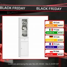 Mobiletto da bagno alto Kleankin con 2 ante, 5 ripiani e 1 cassetto 40X27X171,5