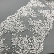 1Yard Weiß Pailletten Spitze Stoff Blume Venise Mesh Spitze Trim Applique Sewing Handwerk für Hochzeit Dezember 30CM Breit