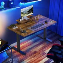 Devoko Scrivania elettrica regolabile in altezza 140 × 60 cm con supporto per monitor Sedile ergonomico Scrivania in piedi (Bianco)