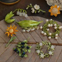 Shmik Klassische Frauen Perle Blätter Sonnenblume Emaille Pins Abzeichen Elegante Dame Exquisite Kleidung Anzug Pflanze Brosche Corsage Schmuck