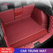 NovaAcc tappetini per bagagliaio in pelle PU per Tesla Model Y dal 2017 al 2024 modello da 3 2021 al 2024 accessori per auto in spugna addensata per rivestimento del carico