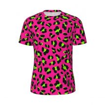 Psychedelic 80s Neon Pink Fuchsia And Lime Green Leopard T Shirt Man Vintage Gym T Shirts Breathable Summer Tees Plus Size Tops