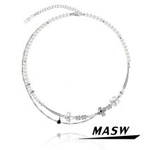 Masw original design chker halskette luxus schmuck zarten stil simulierte perlen blume frauen halskette für partry geschenk