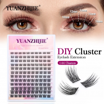 YUANZHIJIE DIY Cluster Eyelash Extension 8-16mm Mix Coating Remover Female Makeup Faux Mink Volume Natural Segmented Lash