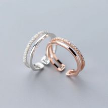 925 Sterling Silver Rings for Women Men Couple Minimalist Handmade Double Zircon Ring Party Jewelry Gift Prevent Allergy
