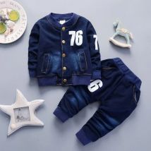 Jungen Baby Kinder anzug Herbst digitale Jeans jacke 2cps Anzug mit der gleichen digitalen Jeans hose, lässiger Jungen stil.