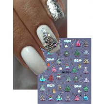 5D Cute Christmas Tree Nail Art Stickers Snowflake Bow Socks Star Design Decals DIY Self-Adhesive Stickers Manicure Decoration